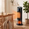 Keramische Kachel 2000W Thermostaat 3D Vlam Elektrische Verwarming Afstandsbediening Zwart