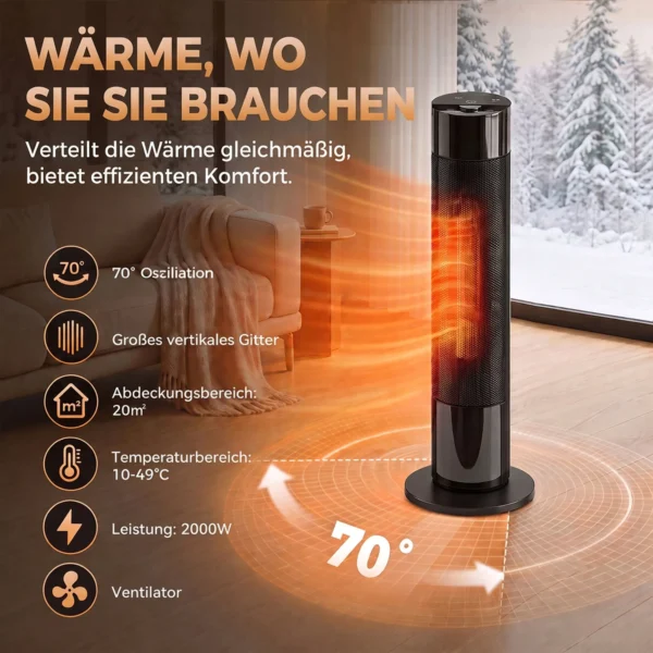 Keramische Kachel 2000W Thermostaat 3D Vlam Elektrische Verwarming Afstandsbediening Zwart