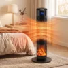Keramische Kachel 2000W Thermostaat 3D Vlam Elektrische Verwarming Afstandsbediening Zwart