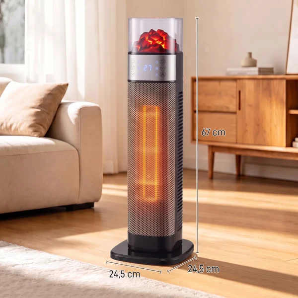 Keramische Kachel 2000W Thermostaat Elektrische Verwarming Afstandsbediening Zwart