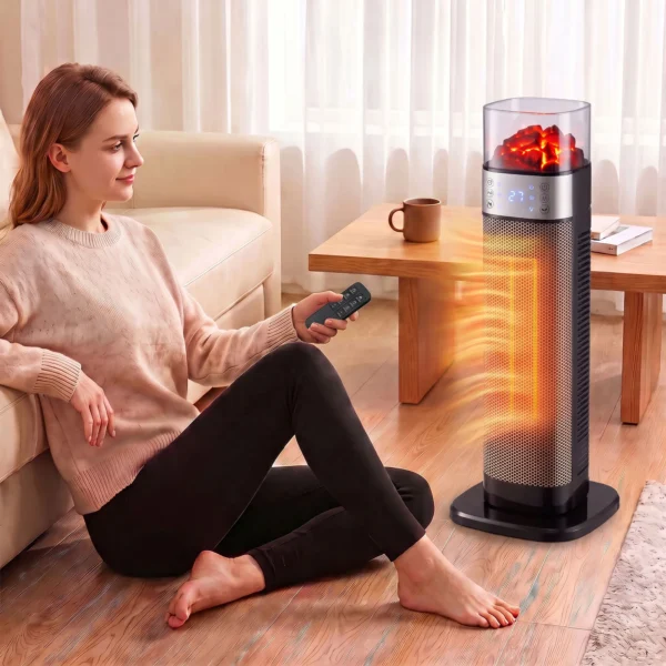 Keramische Kachel 2000W Thermostaat Elektrische Verwarming Afstandsbediening Zwart