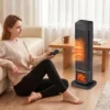 Keramische Verwarming 2000W Met Vlam Effect, Thermostaat, Elektrische Verwarming, Afstandsbediening, Zwart