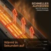 Keramische Verwarming 2000W Met Vlam Effect, Thermostaat, Elektrische Verwarming, Afstandsbediening, Zwart