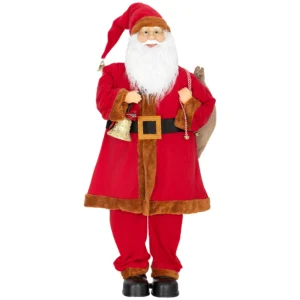 Kerstman 120 Cm Sinterklaas Figuur Met Beweegbaar Hoofd En Armen, Bel En Zak, Geluid En Aanraaksensor