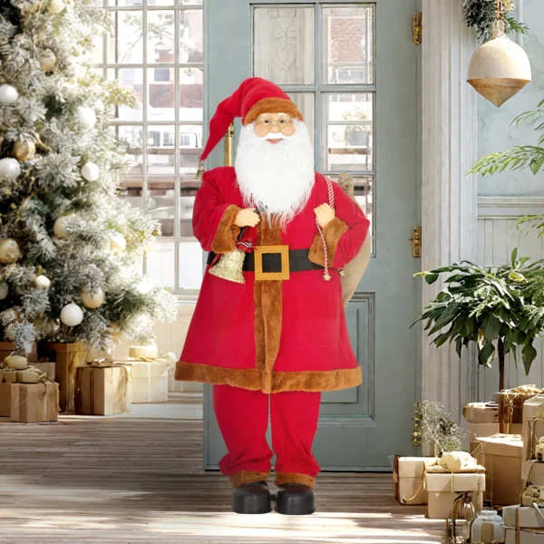 Kerstman 120 Cm Sinterklaas Figuur Met Beweegbaar Hoofd En Armen, Bel En Zak, Geluid En Aanraaksensor