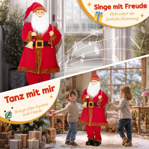 Kerstman 120 Cm Sinterklaas Figuur Met Beweegbaar Hoofd En Armen, Bel En Zak, Geluid En Aanraaksensor