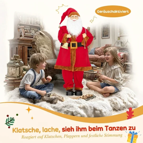 Kerstman 120 Cm Sinterklaas Figuur Met Beweegbaar Hoofd En Armen, Bel En Zak, Geluid En Aanraaksensor
