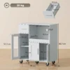 Keukenkast Op Wielen, Mobiele Keukenkast Met Planken, Lades, Verstelbaar Rek, Kabelgat, Grijs