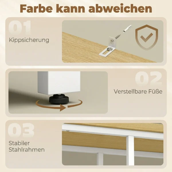 Keukenrek Met Opbergruimte, Magnetronrek Met 3 Manden En Kast, 100 X 35 X 80 Cm, Wit