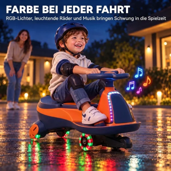 Kinder Elektrische Auto 12V 2 in 1 Elektrische Glijauto Met Lithium Batterij 2 Motoren RGB Licht Pedaal Muziek 360° Besturing