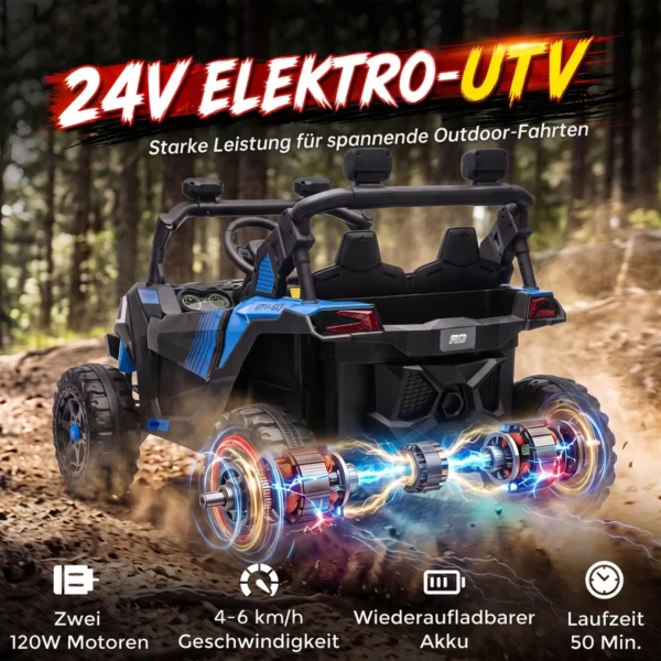 Kinder Elektrische Auto 24V 2 Zitter Kinderwagen UTV Met Lithium Batterij 2,4 GHz Afstandsbediening 2 X 120W Motoren Softstart