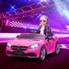 Kinder Elektrische Auto, Met LED koplampen, Veiligheidsgordel, Claxon, Muziek, 3 Tot 5 Km/u, Roze, 107 X 62,5 X 44cm