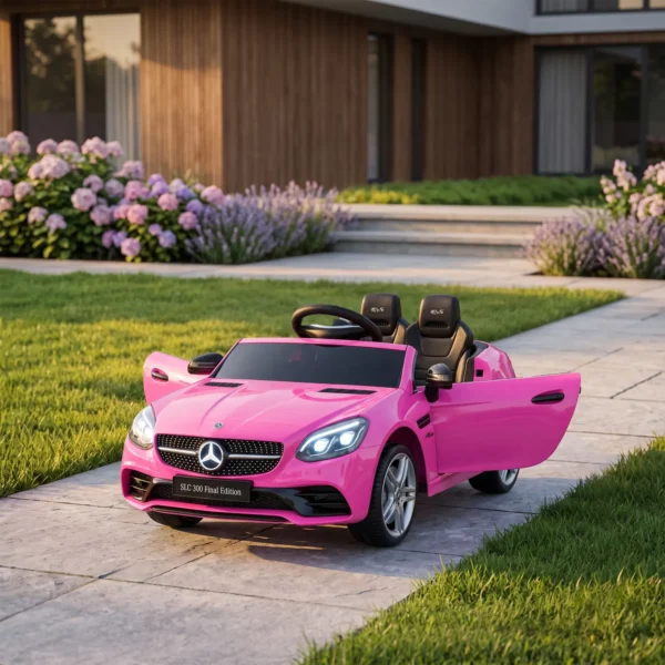 Kinder Elektrische Auto, Met LED koplampen, Veiligheidsgordel, Claxon, Muziek, 3 Tot 5 Km/u, Roze, 107 X 62,5 X 44cm