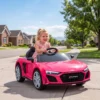 Kinder Elektroauto 12V Kinderauto Met Afstandsbediening Lithium Batterij 2 Motor Zachte Start Achterwielophanging Roze