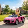 Kinder Elektroauto 12V Kinderauto Met Afstandsbediening Lithium Batterij 2 Motor Zachte Start Achterwielophanging Roze
