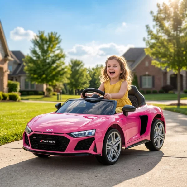 Kinder Elektroauto 12V Kinderauto Met Afstandsbediening Lithium Batterij 2 Motor Zachte Start Achterwielophanging Roze