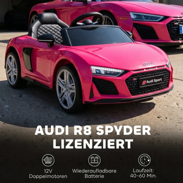 Kinder Elektroauto 12V Kinderauto Met Afstandsbediening Lithium Batterij 2 Motor Zachte Start Achterwielophanging Roze