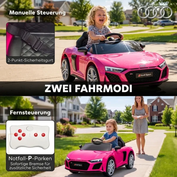 Kinder Elektroauto 12V Kinderauto Met Afstandsbediening Lithium Batterij 2 Motor Zachte Start Achterwielophanging Roze