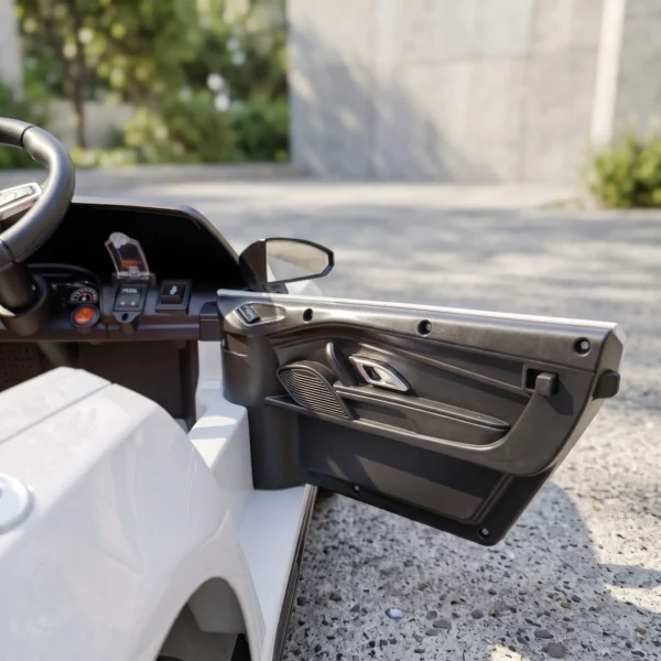 Kinder Elektroauto 12V Kinderauto Met Afstandsbediening Lithium Batterij 2 Motor Zachte Start Achterwielophanging Wit