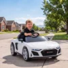 Kinder Elektroauto 12V Kinderauto Met Afstandsbediening Lithium Batterij 2 Motor Zachte Start Achterwielophanging Wit