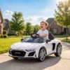 Kinder Elektroauto 12V Kinderauto Met Afstandsbediening Lithium Batterij 2 Motor Zachte Start Achterwielophanging Wit