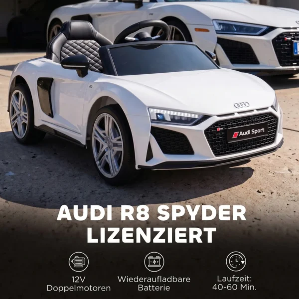 Kinder Elektroauto 12V Kinderauto Met Afstandsbediening Lithium Batterij 2 Motor Zachte Start Achterwielophanging Wit