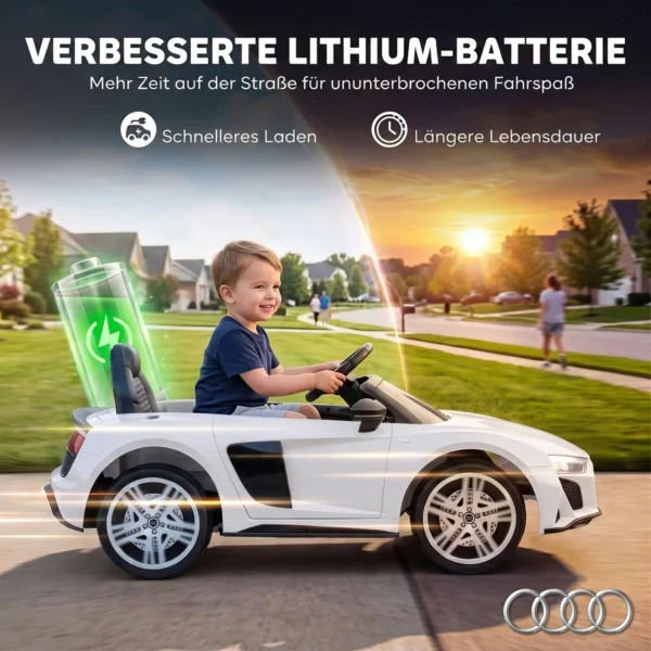 Kinder Elektroauto 12V Kinderauto Met Afstandsbediening Lithium Batterij 2 Motor Zachte Start Achterwielophanging Wit