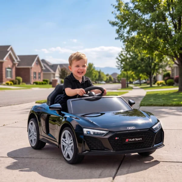 Kinder Elektroauto 12V Kinderauto Met Afstandsbediening Lithium Batterij 2 Motor Zachte Start Achterwielophanging Zwart