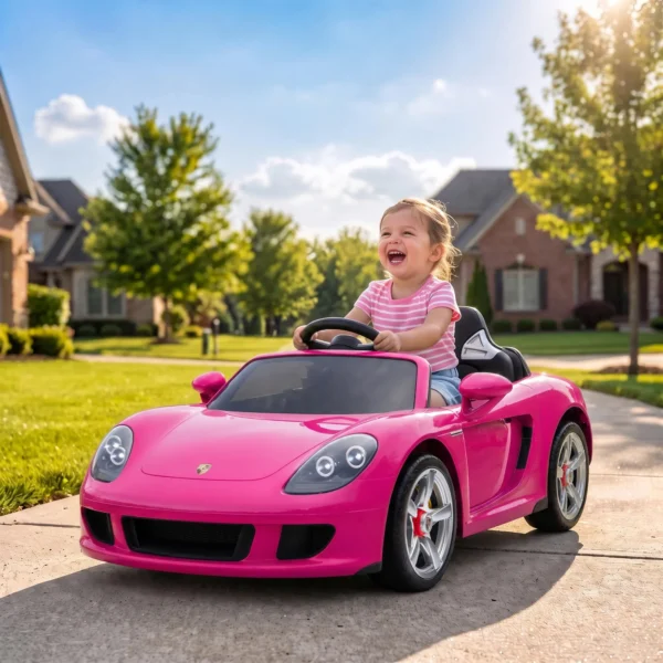 Kinder Elektroauto Porsche 12V Kinderauto Met Lithium Accu Afstandsbediening 2 Motoren Zachte Start Achterwielophanging