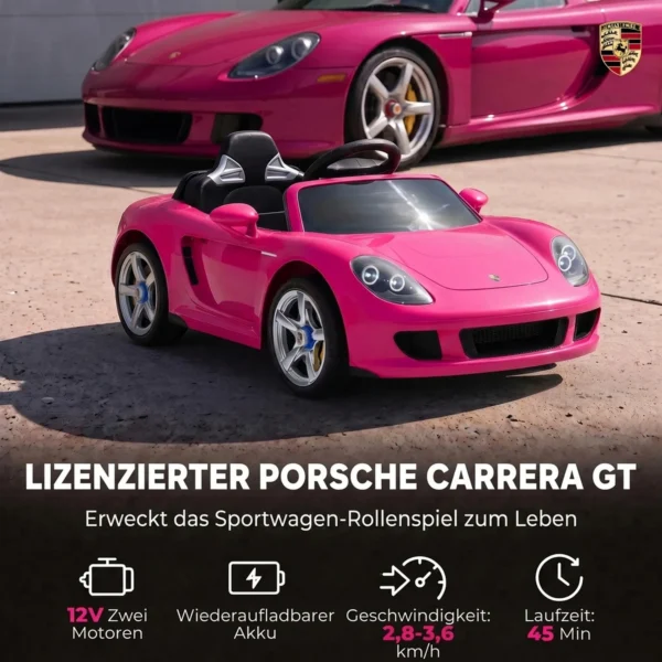 Kinder Elektroauto Porsche 12V Kinderauto Met Lithium Accu Afstandsbediening 2 Motoren Zachte Start Achterwielophanging