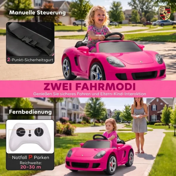 Kinder Elektroauto Porsche 12V Kinderauto Met Lithium Accu Afstandsbediening 2 Motoren Zachte Start Achterwielophanging