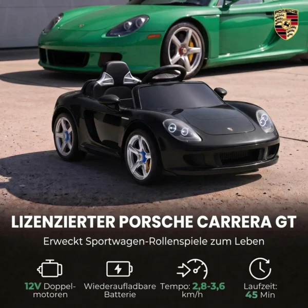Kinder Elektroauto Porsche 12V Kinderauto Met Lithium Batterij Afstandsbediening 2 Motoren Zachte Start Achterwielophanging