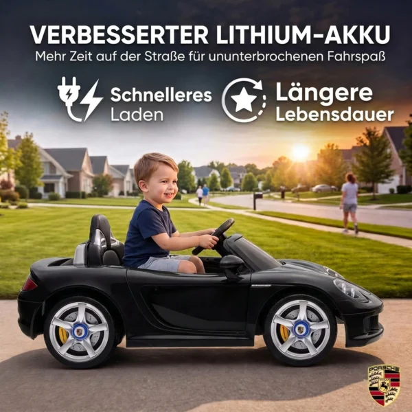 Kinder Elektroauto Porsche 12V Kinderauto Met Lithium Batterij Afstandsbediening 2 Motoren Zachte Start Achterwielophanging