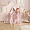 Kinder Make up Tafel Set 2 In 1 Kaptafel Bureau Met Kruk Afneembare Spiegel Lade Voor Meisjes 3 6 Roze