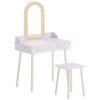 Kinder Make up Tafel Set 2 In 1 Kaptafel Bureau Met Kruk LED Spiegel In 3 Lichtkleuren 2 Lade 3 8 Jaar