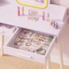 Kinder Make up Tafel Set 2 In 1 Kaptafel Bureau Met Kruk LED Spiegel In 3 Lichtkleuren 2 Lade 3 8 Jaar
