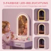 Kinder Make up Tafel Set 2 In 1 Kaptafel Bureau Met Kruk LED Spiegel In 3 Lichtkleuren 2 Lade 3 8 Jaar