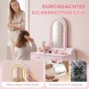 Kinder Make up Tafel Set 2 In 1 Kaptafel Bureau Met Kruk LED Spiegel In 3 Lichtkleuren 2 Lade 3 8 Jaar
