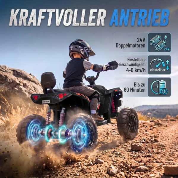 Kinder Quad Elektrisch 24V 2 Zitter Elektrisch ATV 4 6 Km/u Kinderquad Met Lithium Batterij 2 120W Motoren 4 Wiel Ophanging
