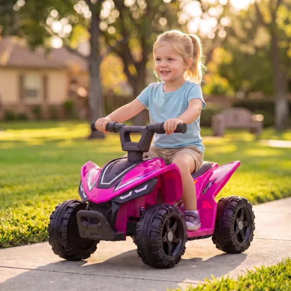 Kinder Quad Elektrisch 6V Kinderquad Met Lithium Batterij Vooruitfunctie Stuurknop Besturing 1,5 2 Jaar Helder Rood