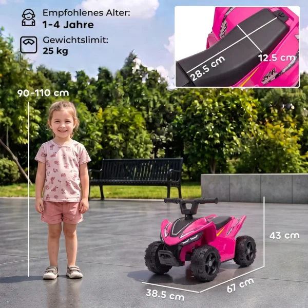 Kinder Quad Elektrisch 6V Kinderquad Met Lithium Batterij Vooruitfunctie Stuurknop Besturing 1,5 2 Jaar Helder Rood