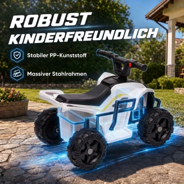 Kinder Quad Elektro 6V Kinderquad Met Lithium Accu Voorwaartse Functie Stuurknop Bediening 1,5 2 Jaar Wit