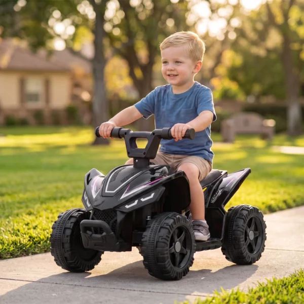 Kinder Quad Elektro 6V Kinderquad Met Lithium Accu Voorwaartse Functie Stuurknop Besturing 1,5 2 Jaar Zwart