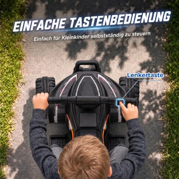 Kinder Quad Elektro 6V Kinderquad Met Lithium Accu Voorwaartse Functie Stuurknop Besturing 1,5 2 Jaar Zwart