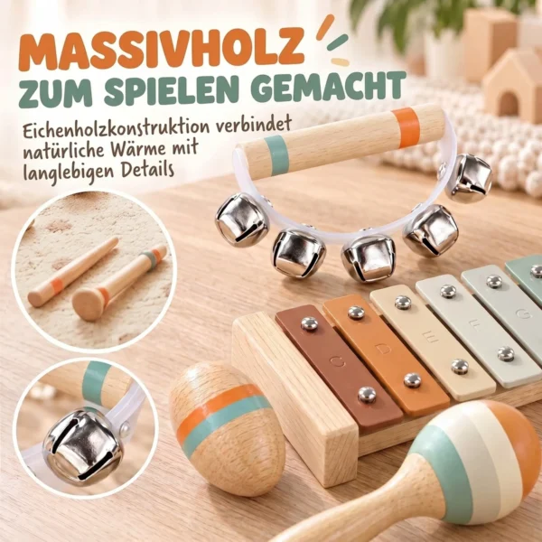 Kinder Schlagzeug 14 teilig Montessori Musikinstrumente Set Mit Trommeln Xylophon Klangholz, Maracas Für 1,5 6 Jahre