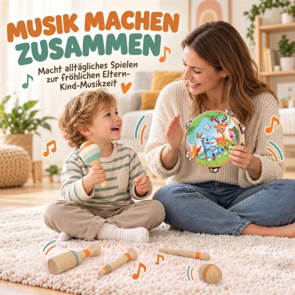 Kinder Schlagzeug 14 teilig Montessori Musikinstrumente Set Mit Trommeln Xylophon Klangholz, Maracas Für 1,5 6 Jahre