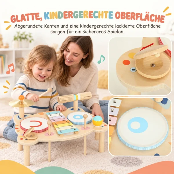 Kinder Schlagzeug 5 in 1 Montessori Musikinstrumente Set Mit Trommeln Xylophon Schlagwerk Für Kinder 1,5 6 Jahre