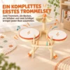 Kinder Schlagzeug 6 Teilige Montessori Musikinstrumente Set Mit 2 Trommeln, Becken, Schraper, 2 Schlägel 1,5 6 Jahre