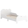 Kinderbed 140 X 70 Cm Peuterbed Met Valbeveiliging, Lattenbodem, Wolkenontwerp 3 8 Jaar, Zonder Matras, Wit