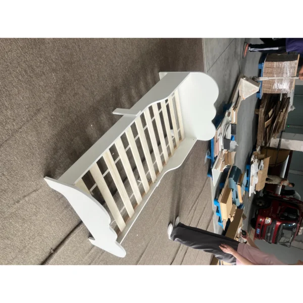 Kinderbed 140 X 70 Cm Peuterbed Met Valbeveiliging, Lattenbodem, Wolkenontwerp 3 8 Jaar, Zonder Matras, Wit